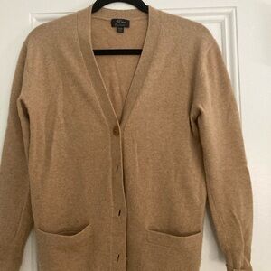 J. Crew Cashmere Boyfriend Cardigan, XXS, Camel
